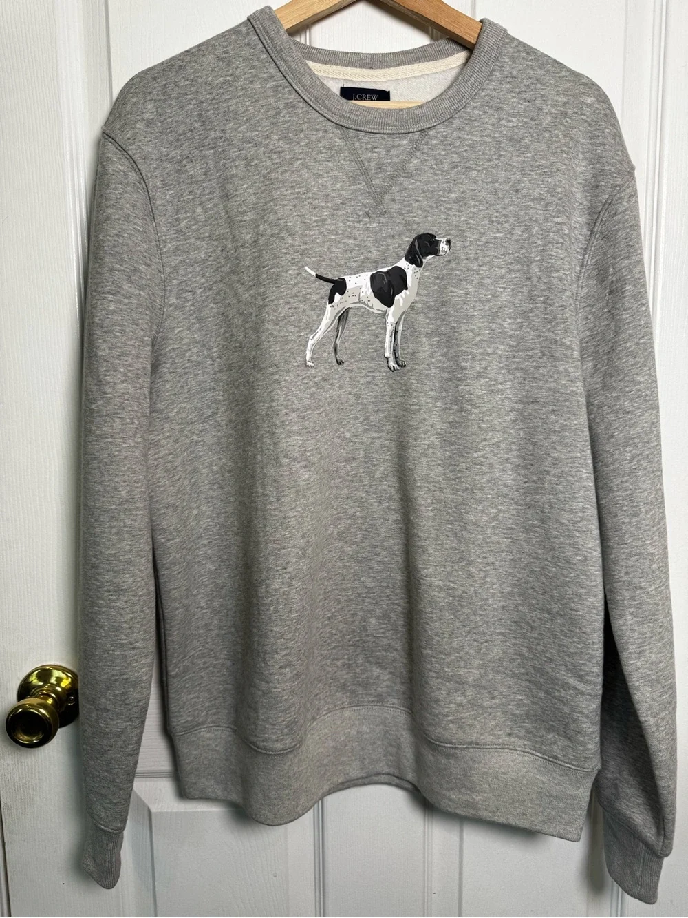 J.Crew Authentic Fleece Pointer Dog Graphic Crewneck Sweatshirt Gray Medium